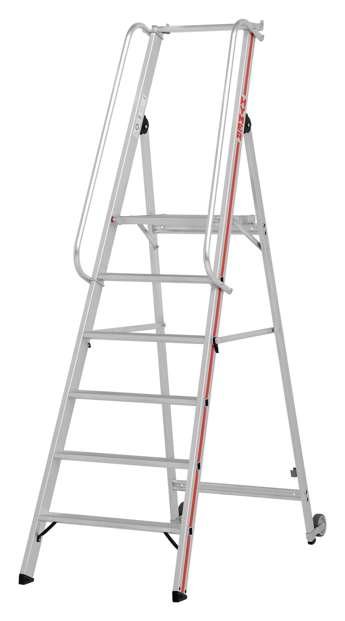 Hymer Plattformleiter 8081 mit Kipprollen und langem Handlauf - Topleiter