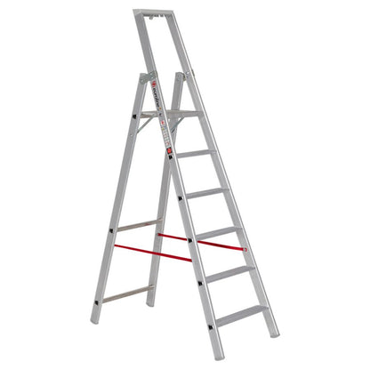 euroline 22577 WORK line Alu - Stufenstehleiter mit Sicherheitsbrücke - Topleiter