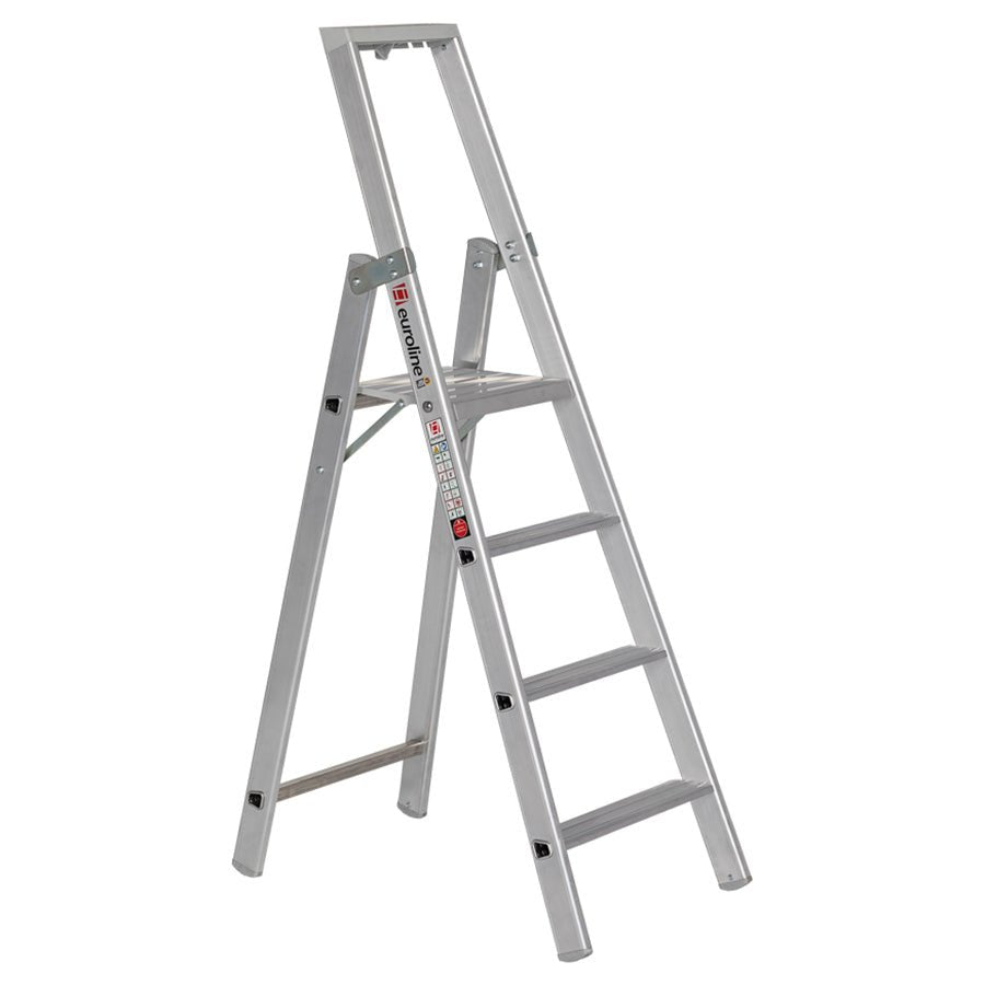 euroline 22577 WORK line Alu - Stufenstehleiter mit Sicherheitsbrücke - Topleiter