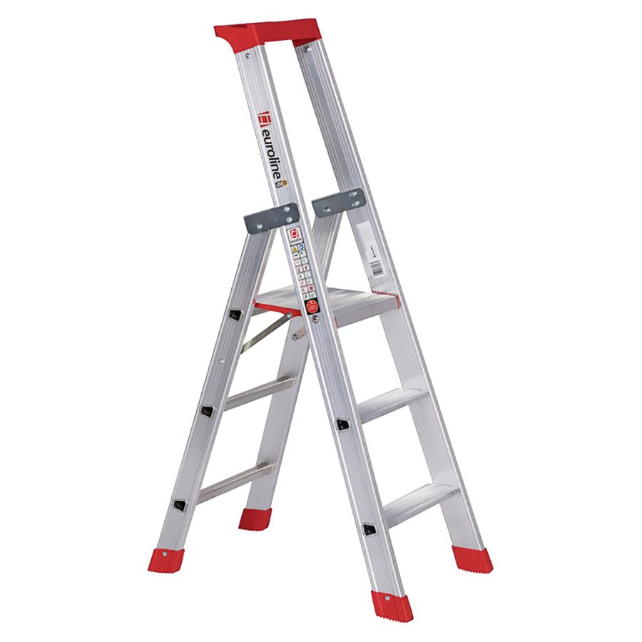 euroline 32577 PREMIUM line Alu - Stufenstehleiter mit Sicherheitsbrücke - Topleiter