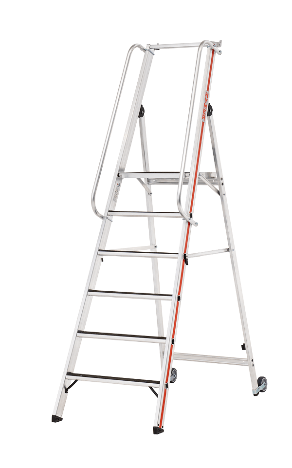 Hymer Plattformleiter R13 8681 mit Kipprollen und langem Handlauf - Topleiter